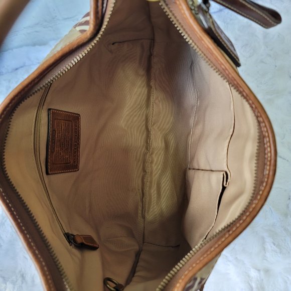 COACH 10808 Ergo Patchwork Leather Canvas Suede Hobo in Earth Tone Brown Color - Picture 8 of 12